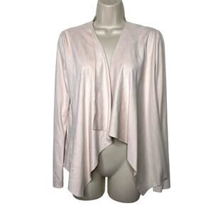 Zara Basic Open Front Drape Jacket Faux  Suede Cream sz S